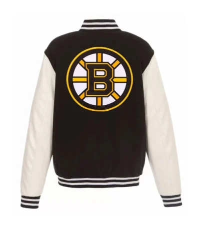 Boston Bruins White and Black Varsity Jacket