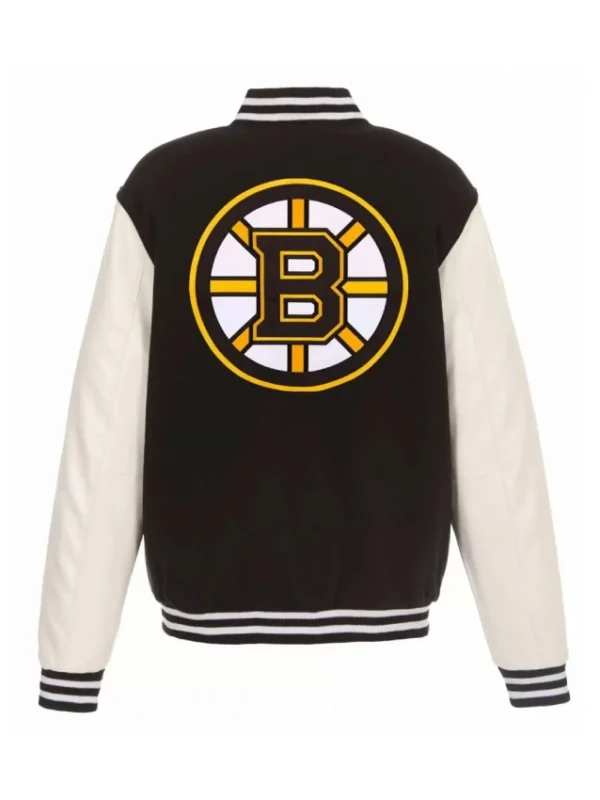 Boston Bruins White and Black Varsity Jacket