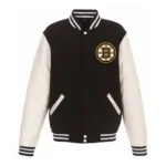 Boston Bruins White and Black Varsity Jacket