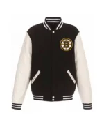 Boston Bruins White and Black Varsity Jacket
