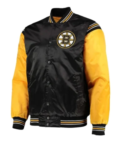 Boston Bruins Yellow and Black Satin Varsity Jacket