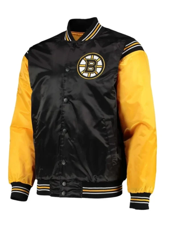 Boston Bruins Yellow and Black Satin Varsity Jacket