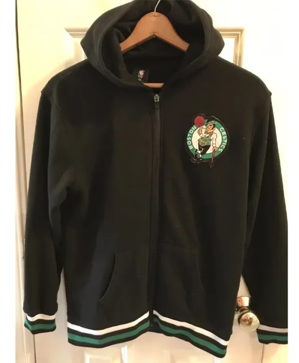 Boston Youth Celtics Full Zip Black Hooded Jacket