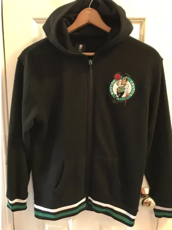 Boston Youth Celtics Full Zip Black Hooded Jacket