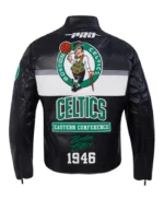 Boston Celtics Moto Men’s Black Leather Jacket