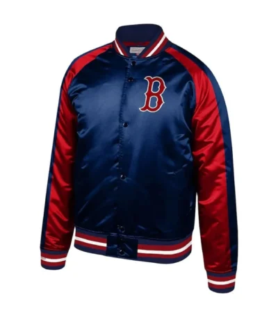 Boston Red Sox Navy Blue and Red Satin Jacket