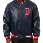 Boston Red Sox Navy Varsity Leather Jacket
