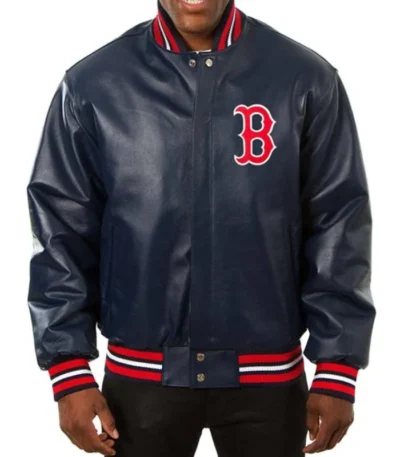 Boston Red Sox Navy Varsity Leather Jacket