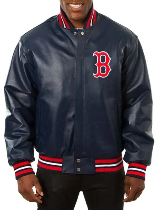 Boston Red Sox Navy Varsity Leather Jacket