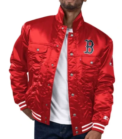 Boston Red Sox Red Silver Tab Trucker Jacket