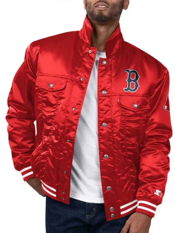 Boston Red Sox Red Silver Tab Trucker Jacket
