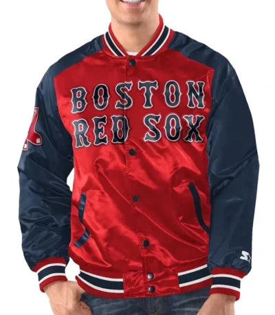Boston Red Sox Renegade Red/Navy Varsity Satin Jacket