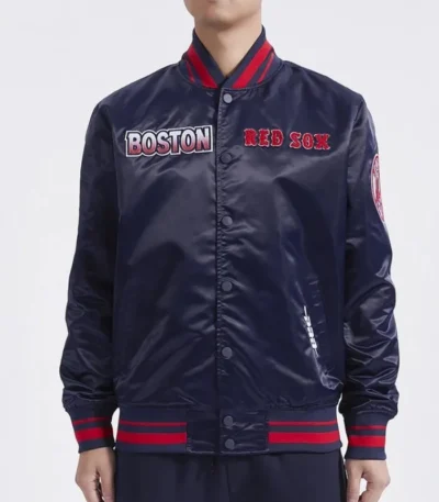 Boston Red Sox Turn It Up M Classic Rib Navy Satin Jacket