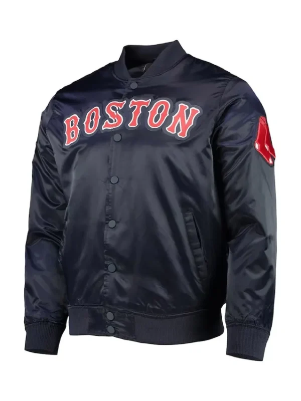Boston Red Sox Wordmark Navy Satin Jacket