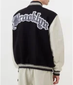 Brooklyn Nets 12 Letterman Black Wool and Leather Jacket