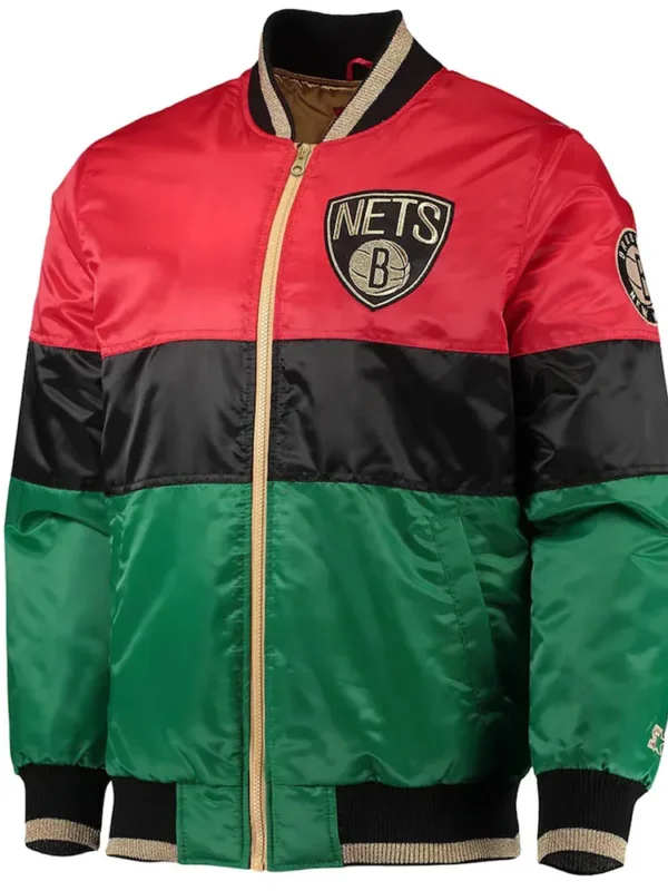Brooklyn Nets Black History Month 75th Anniversary Satin Jacket