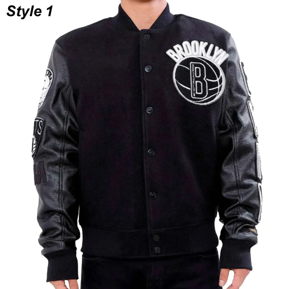 Brooklyn Nets Black Varsity Jacket Brooklyn Nets Black Varsity Jacket