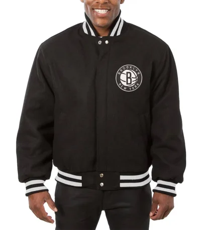 Brooklyn Nets Black Varsity Wool Jacket