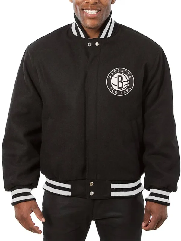 Brooklyn Nets Black Varsity Wool Jacket