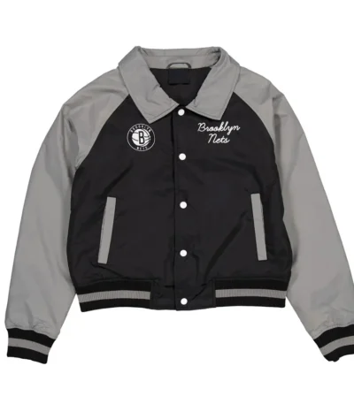 Brooklyn Nets Black and Gray Throwback Jacket