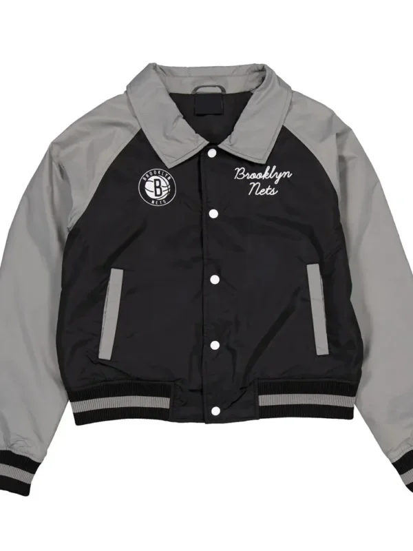 Brooklyn Nets Black and Gray Throwback Jacket