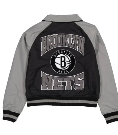 Brooklyn Nets Black and Gray Throwback Jacket