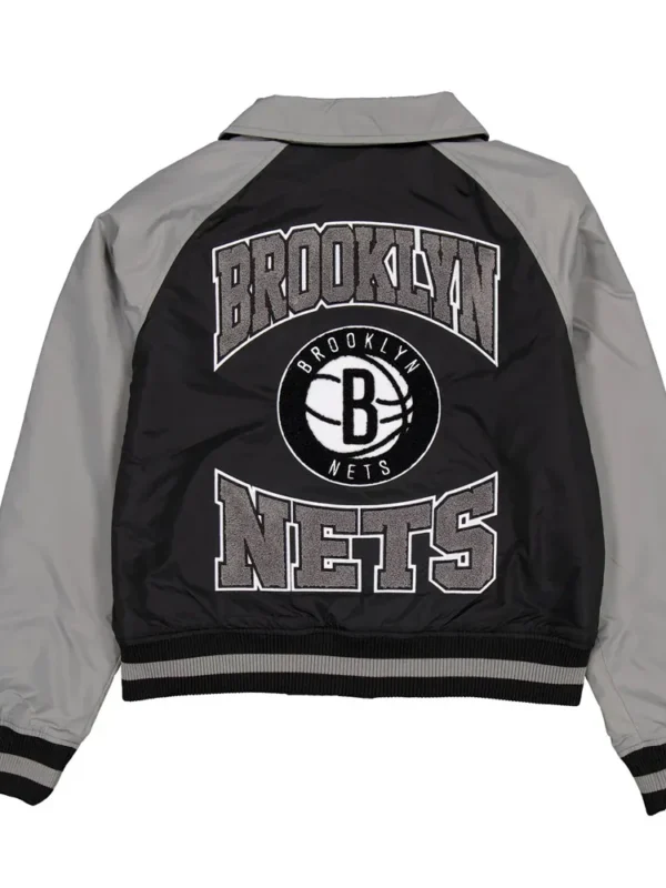Brooklyn Nets Black and Gray Throwback Jacket