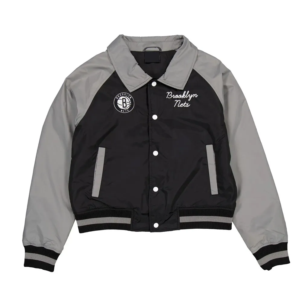 Brooklyn Nets Black and Gray Throwback Jacket Brooklyn Nets Black and Gray Throwback Jacket