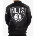 Brooklyn Nets Bomber Black Satin Jacket