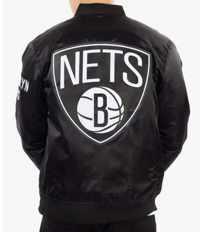 Brooklyn Nets Bomber Black Satin Jacket