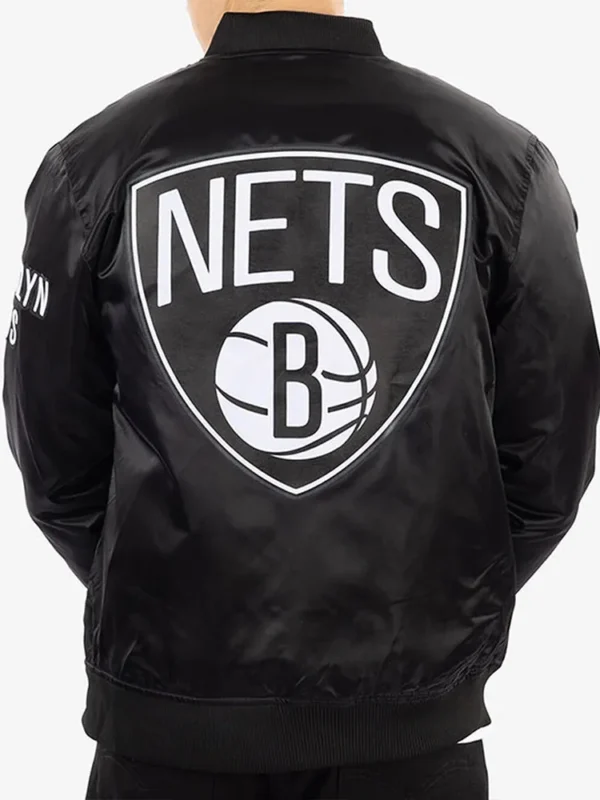 Brooklyn Nets Bomber Black Satin Jacket