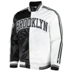 Brooklyn Nets Fast Break Black/White Satin Jacket