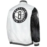 Brooklyn Nets Fast Break Black/White Satin Jacket