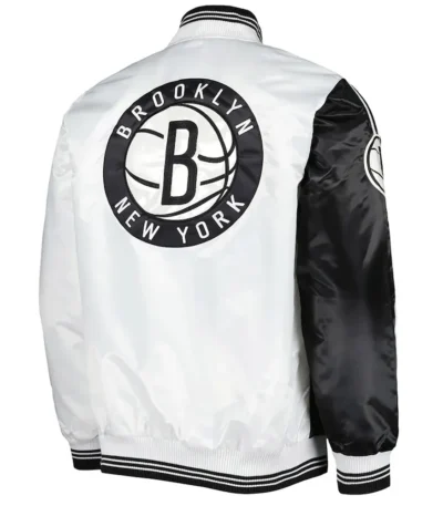 Brooklyn Nets Fast Break Black/White Satin Jacket