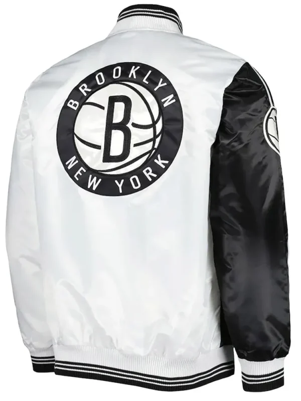 Brooklyn Nets Fast Break Black/White Satin Jacket