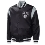 Brooklyn Nets Force Play Varsity Black Satin Jacket