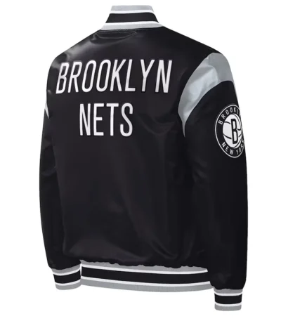 Brooklyn Nets Force Play Varsity Black Satin Jacket