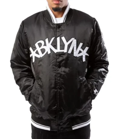Brooklyn Nets Full-Snap Bomber Black Jacket