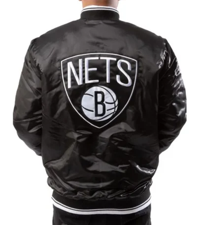 Brooklyn Nets Full-Snap Bomber Black Jacket