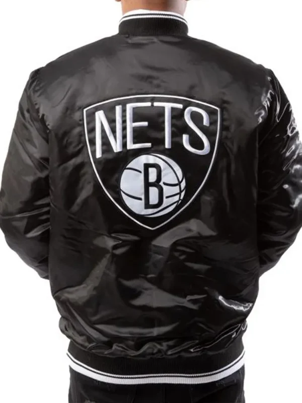 Brooklyn Nets Full-Snap Bomber Black Jacket