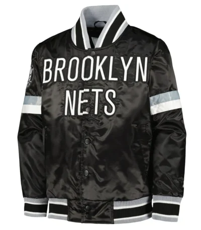 Brooklyn Nets Home Game Black Satin Jacket