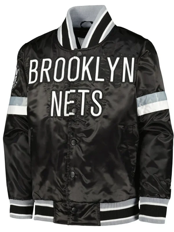 Brooklyn Nets Home Game Black Satin Jacket