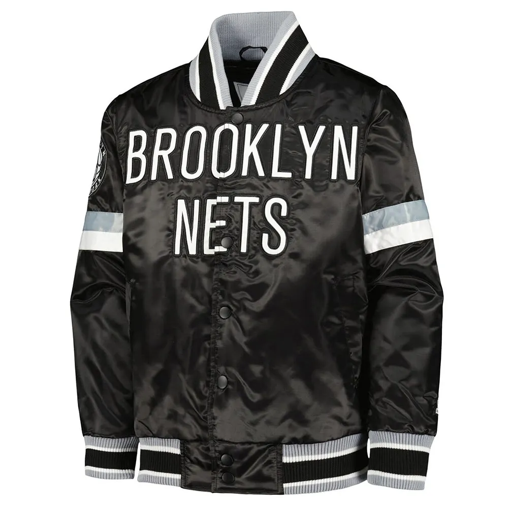 Brooklyn Nets Home Game Black Satin Jacket Brooklyn Nets Home Game Black Satin Jacket