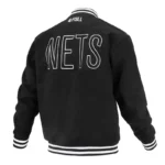 Brooklyn Nets Logoman Shadow Black Varsity Jacket