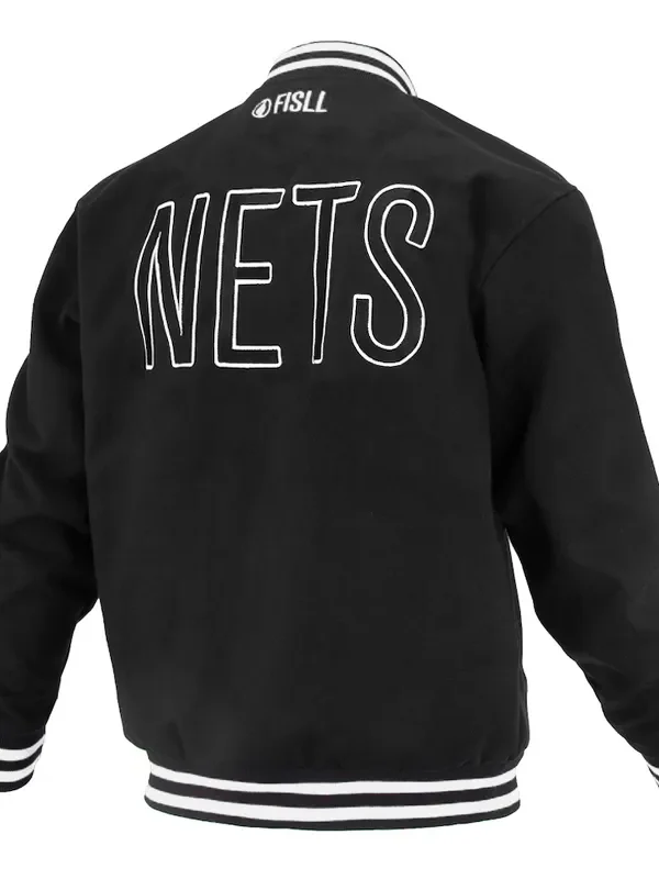 Brooklyn Nets Logoman Shadow Black Varsity Jacket