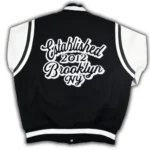 Brooklyn Nets Motto Black and White Varsity Jacket