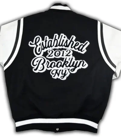 Brooklyn Nets Motto Black and White Varsity Jacket