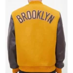 Brooklyn Nets Orange and Brown Varsity Jacket