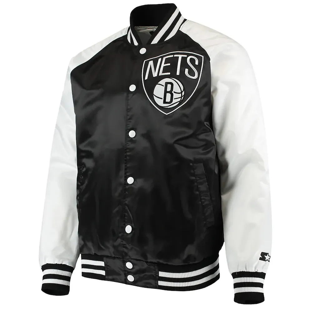 Brooklyn Nets Point Guard Black/White Satin Jacket Brooklyn Nets Point Guard Black/White Satin Jacket