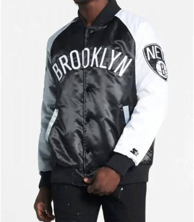 Brooklyn Nets Remix Satin Color-Block Jacket